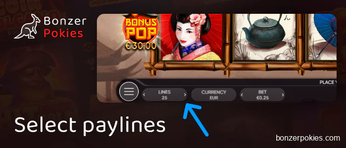 Choose paylines in the online 5 Reel pokie