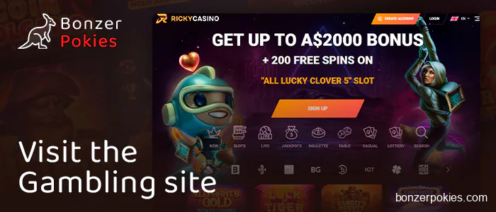 Visit a casino site with a no deposit bonus