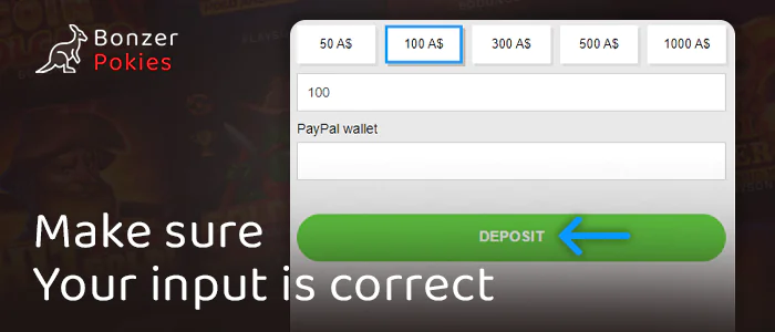 Confirm deposit at an online casino via PayPal