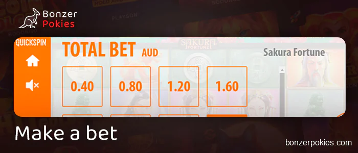 Choose your AUD bet for gambling at Sakura Fortune