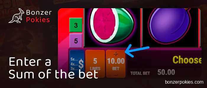 Decide how much to bet in Video Pokies