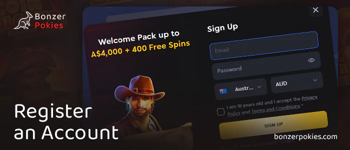 Create an account at a casino with a sign up bonus